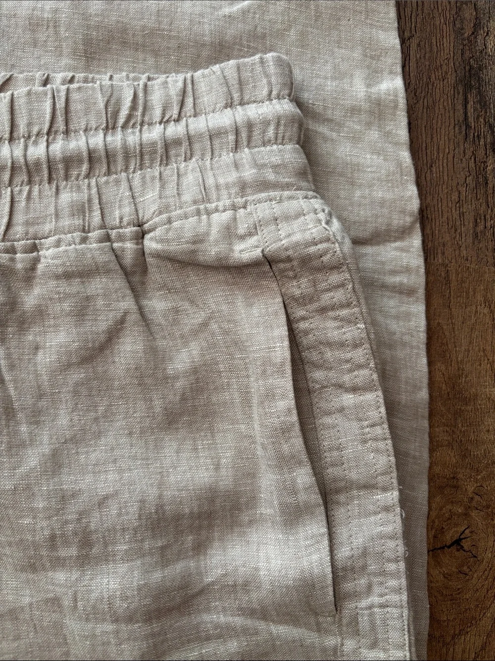 Quince Khaki flax color linen summer pants size large